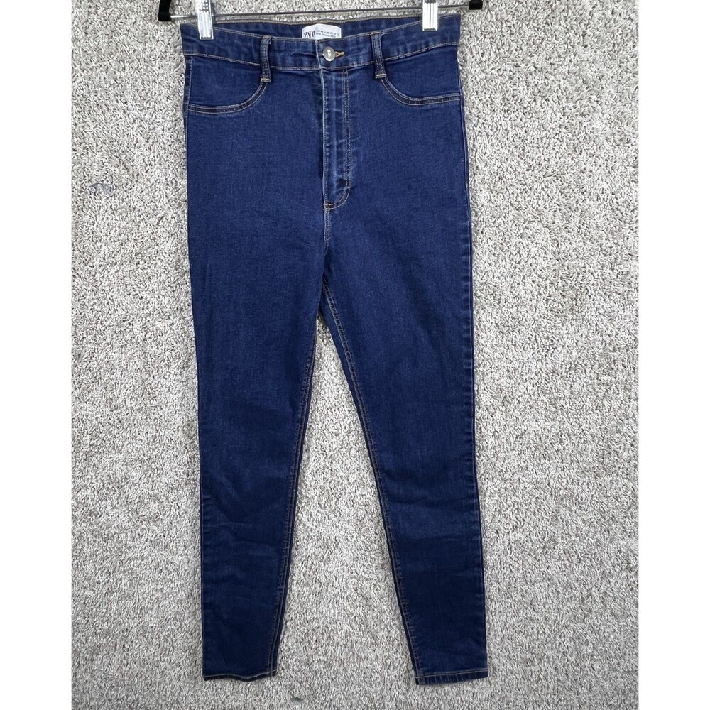 Zara Womens Stretchy High Rise Vintage Blue Jeans Sz 10